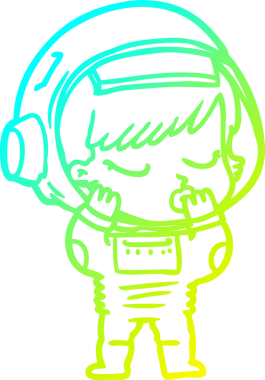 Orijinal soğuk gradyan çizgi çizimi bir çizgi film karakteri güzel astronot kız