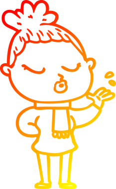 Orijinal sıcak çizgi çizgisi sakin bir kadının çizimi