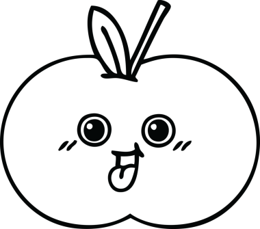 Orijinal çizgi kırmızı elma karikatürü