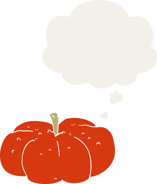 Geçmişe dönük düşünce baloncuklu orijinal balkabağı