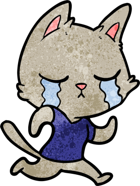 Orjinal ağlayan çizgi film kedisi kaçıyor.