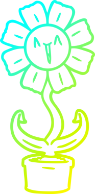 Mutlu bir karikatür çiçeğinin orijinal soğuk gradyan çizimi