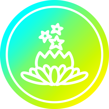 Serin gradyan bitişi olan orijinal sihirli çiçek dairesel simgesi