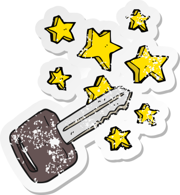 Çizgi film arabasının anahtarının orijinal gerilimli çıkartması