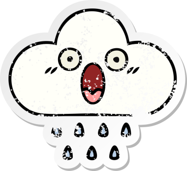 Tatlı bir yağmur bulutunun orijinal sıkıntılı çıkartması