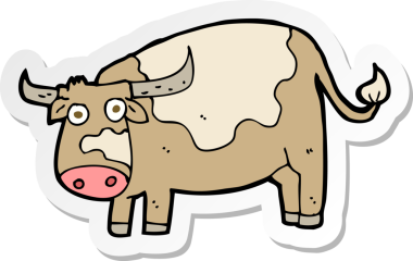 Çizgi film ineğinin orijinal çıkartması.