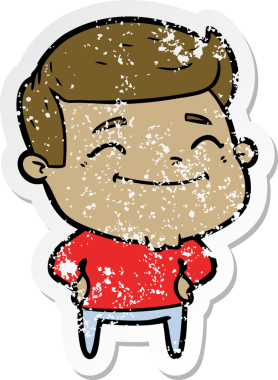 Mutlu bir karikatürcünün orijinal üzgün çıkartması.