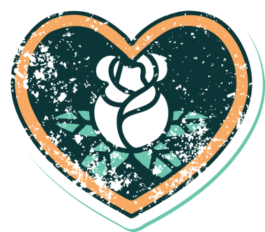 Bir kalp ve çiçeğin orijinal sembolik dövmeli görüntüsü.