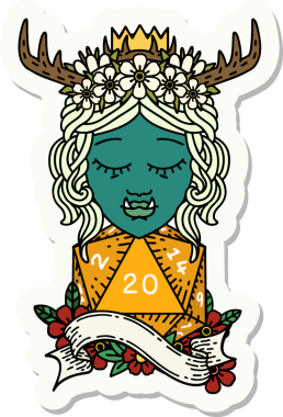 Ork Druid karakterinin doğal yirmi zarlı orijinal çıkartması