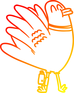 Bir çizgi film güvercininin orjinal sıcak çizgi çizimi