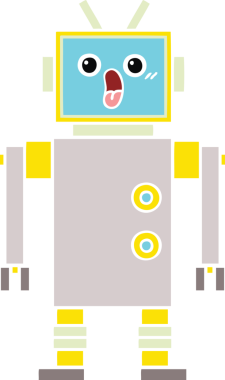 Orijinal düz renkli robot karikatürü