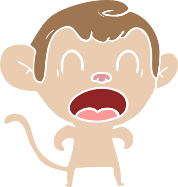 Orijinal bağırma tarzı düz renkli çizgi film maymunu