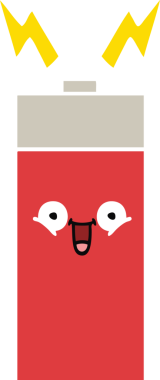 Orijinal düz renk retro pil karikatürü