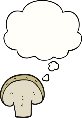 Düşünce baloncuklu orijinal mantar dilimi