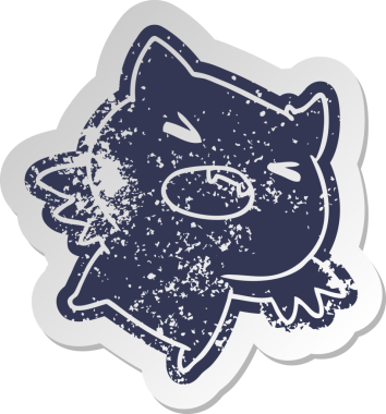 Kawaii şirin bir yarasanın eski bir çizgi film çıkartması.