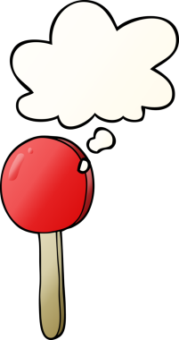 Düz eğimli düşünce baloncuklu orijinal çizgi film lolipopu