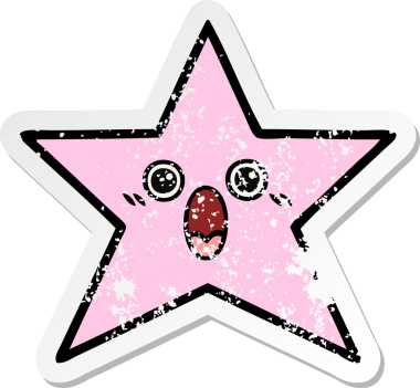 Sevimli bir çizgi film yıldızı balığının orijinal üzgün çıkartması.