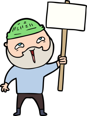 Orijinal çizgi film mutlu sakallı adam