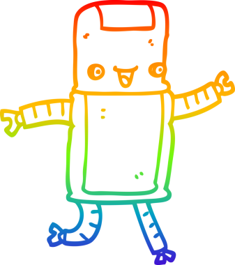 Orijinal gökkuşağı gradyan çizgi robot çizimi