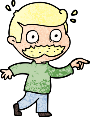 Bıyıklı orijinal karikatür adamı şok oldu.