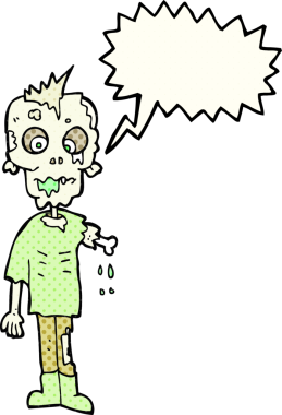 Orijinal serbest çizim çizgi roman konuşma balonu çizgi film zombisi