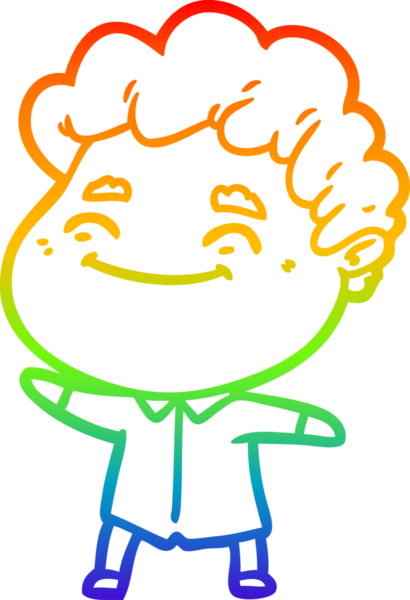 Orijinal gökkuşağı gradyan çizgi çizimi, karikatür dostu bir adamın