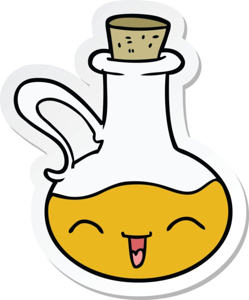 Çizgi filmin orijinal çıkartması. Mutlu zeytinyağı şişesi.