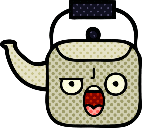 Orijinal çizgi roman tarzı çaydanlık.