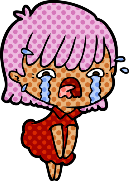 Orijinal çizgi film kızı ağlıyor.