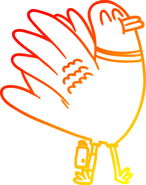 Bir çizgi film güvercininin orjinal sıcak çizgi çizimi