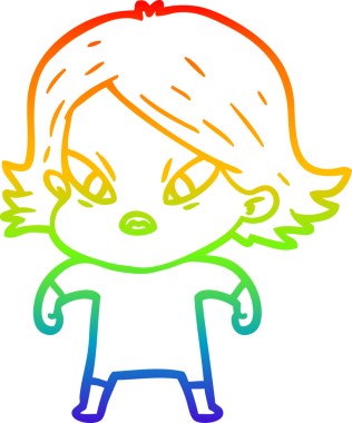 Orijinal gökkuşağı gradyan çizgi çizimi stresli bir kadın