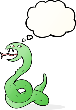 Düşünce baloncuklu orijinal tıslayan yılan.