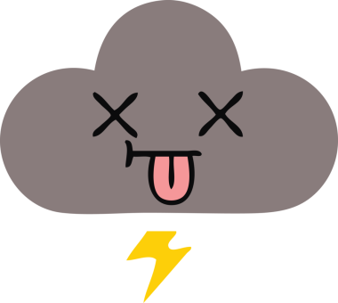 Bir fırtına bulutunun orijinal düz renk retro karikatürü