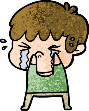 Orijinal çizgi film çocuğu ağlıyor.