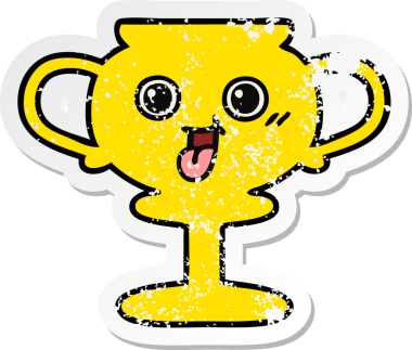 Sevimli bir karikatür ödülünün orijinal sıkıntılı çıkartması.