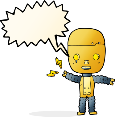 Konuşma baloncuklu orijinal çizgi film robotu