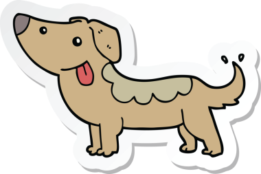 Çizgi film köpeğinin orijinal çıkartması.