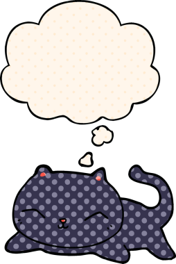 Çizgi roman tarzında düşünce balonu olan orijinal çizgi film kedisi.