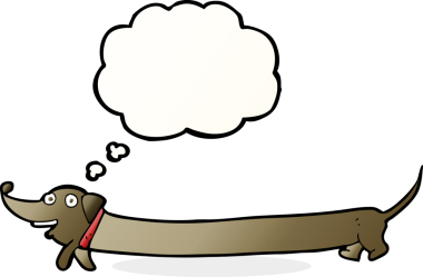 Düşünce baloncuklu orijinal çizgi film dachshund