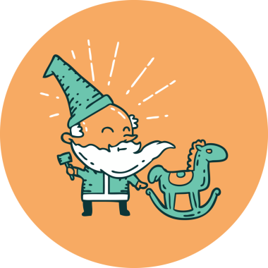 Dövme stili Noel Baba karakterinin orijinal simgesi oyuncak yapıyor.