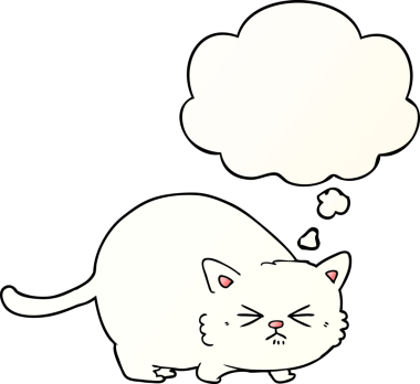 Düşünce baloncuğu yumuşak eğimli orijinal kızgın kedi çizgi filmi