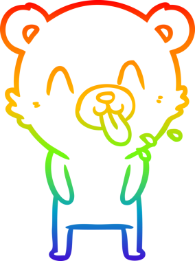 Orijinal gökkuşağı gradyan çizgi çizimi kaba bir çizgi film ayısının