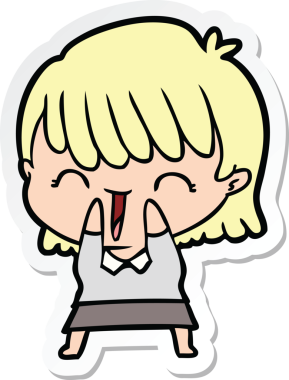 Çizgi film kadınının orijinal çıkartması.