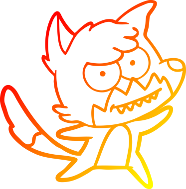 Orijinal, sıcak, çizgi film çizimi sırıtan tilki.