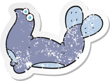 Çizgi film mührünün gerilmiş orijinal çıkartması.