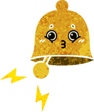 Orijinal retro çizim tarzı bir zil karikatürü