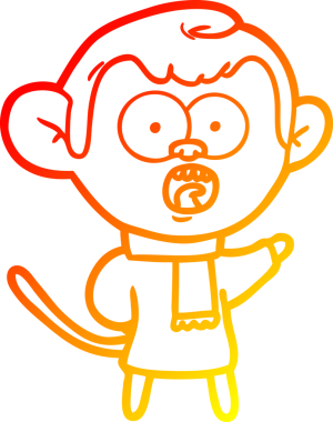 Bir çizgi filmin orjinal sıcak çizgi çizimi şok olmuş bir maymunun