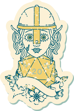 Orijinal Retro Tattoo stili elf dövüşçüsü.