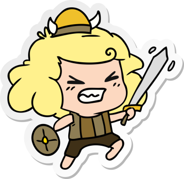 Kawaii Viking Çocuk 'un orijinal serbest sticker' ı