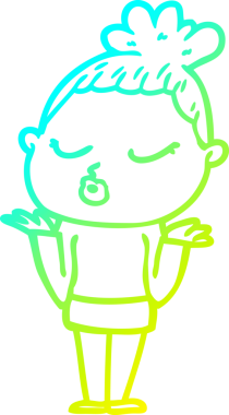 Orijinal soğuk gradyan çizgi çizimi sakin bir kadının